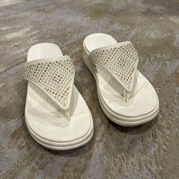 CROCS Monterey Shimmer Wedge Sandals Size 8 in excellent condition - Picture 1 of 9